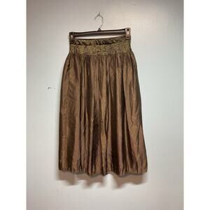J.McLaughlin Midi Skirt Women Theda Bronze Metallic Contrast pockets size small